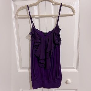 Express Purple Ruffle Front Adjustable Spaghetti Strap Cami Size Small